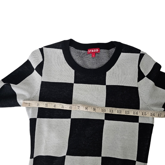 Staud Omar's Dress Black White Cotton Knit Mini Dress Size Small - Picture 5 of 7